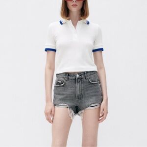 New Zara high waisted grey distressed denim Jean shorts